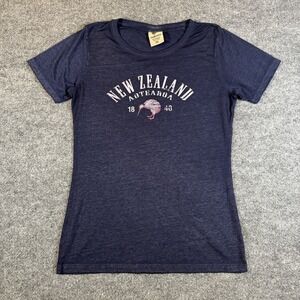 Seabreeze New Zealand Aotearoa Kiwi 1840 Short Sleeve Blue Shirt Womens M